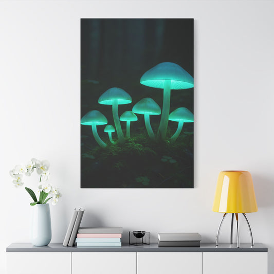 Glowing Mushroom Canvas Art Print, Mystical Wall Decor, Nature Lovers Gift, Home Aesthetic, Unique Artwork for Bedrooms, Living Rooms