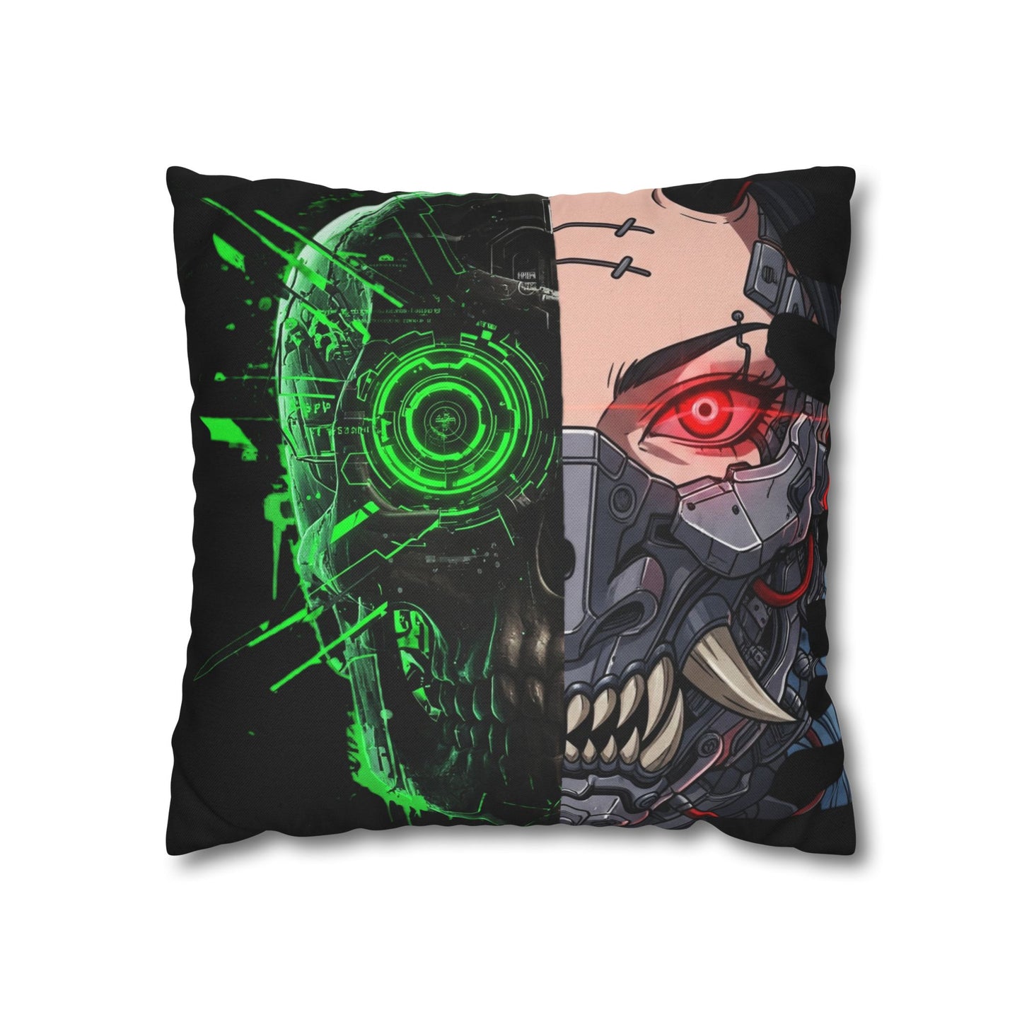 Futuristic Cyborg Pillowcase, Decorative Pillow Cover, Cyberpunk Home Decor, Gift for Sci-Fi Lovers, Gaming Room Accessory
