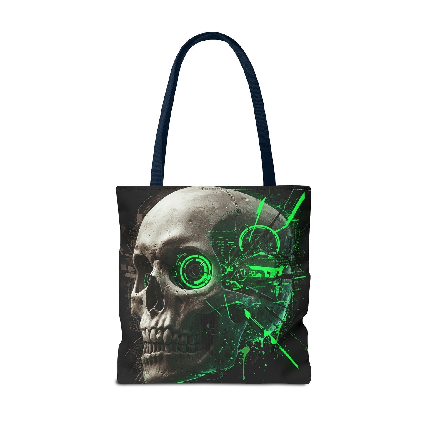 Gothic Skull Tote Bag, AOP Eco-Friendly Reusable Shopper, Dark Aesthetic Gift, Halloween, Cyberpunk Accessories, Stylish Everyday Carry