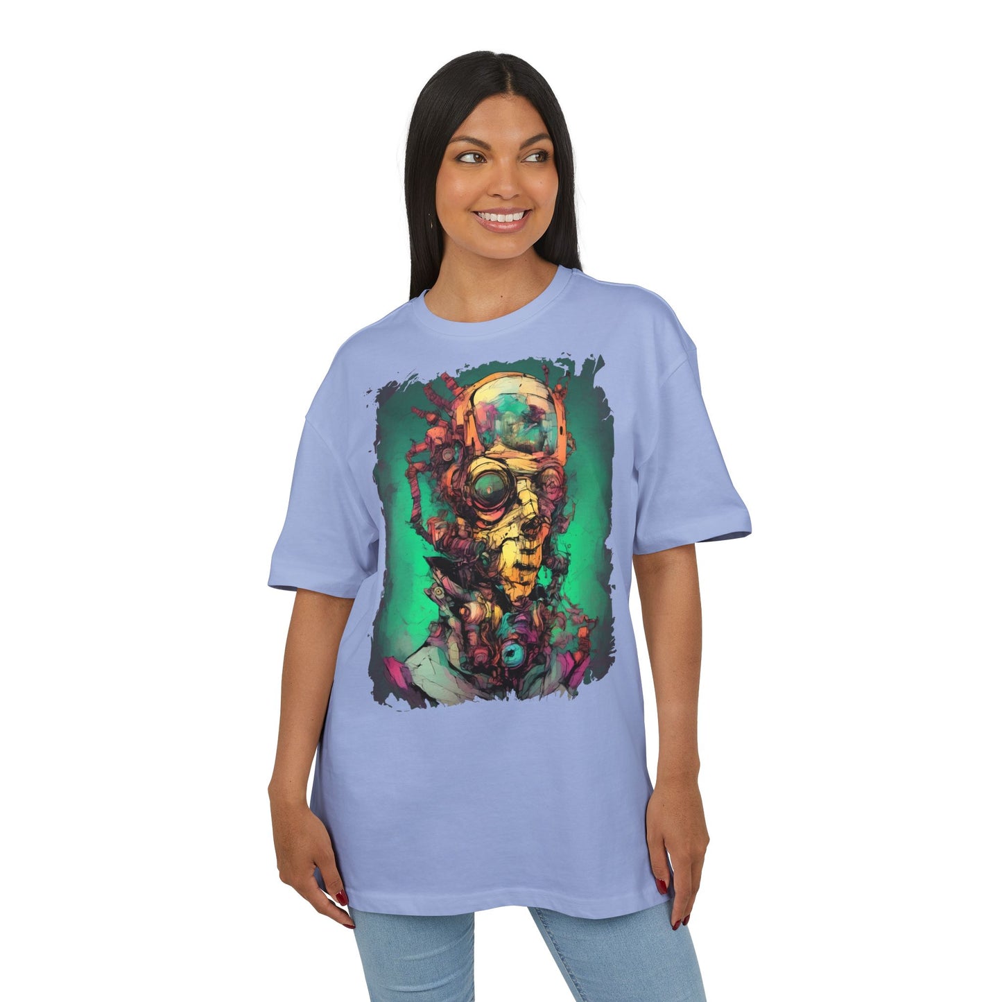 Artistic Oversize Tee Featuring Abstract Portrait, Unisex T-Shirt, Cool Graphic Tee, Streetwear Style, Unique Gifts for Art Lovers