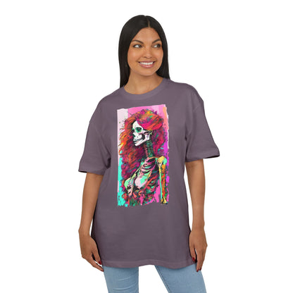 Vibrant Skeleton Art Unisex Heavy Oversize Tee, Halloween Shirt, Statement Tee, Graphic Tee, Casual Wear, Gift