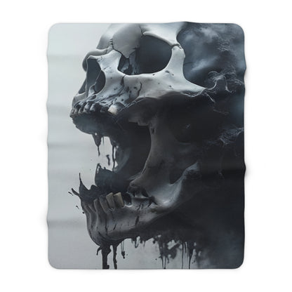 Gothic Skull Sherpa Fleece Blanket - Cozy Aesthetic Home Decor