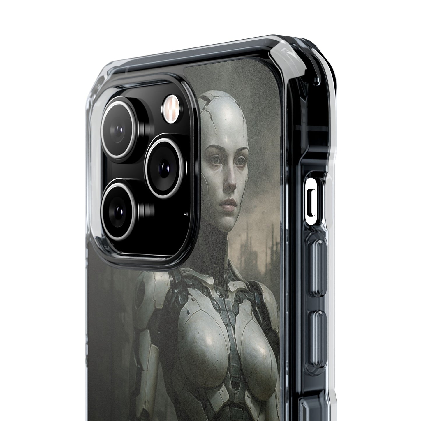 Futuristic Phone Case, Clear Impact Case with Sci-Fi Design, Smartphone Protection, Cyberpunk Aesthetic, Gift for Tech Lovers