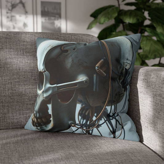 Square Pillowcase Futuristic Edge Skull Design Pillowcase