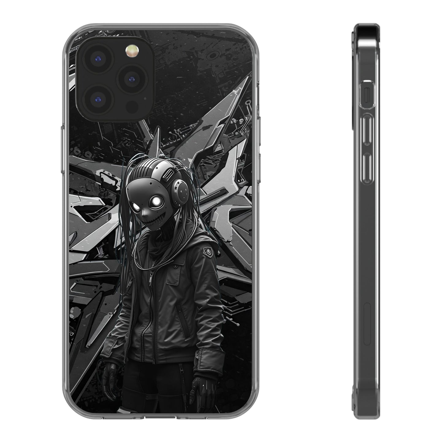 Anime-Inspired Clear Phone Case - Edgy Streetwear Style