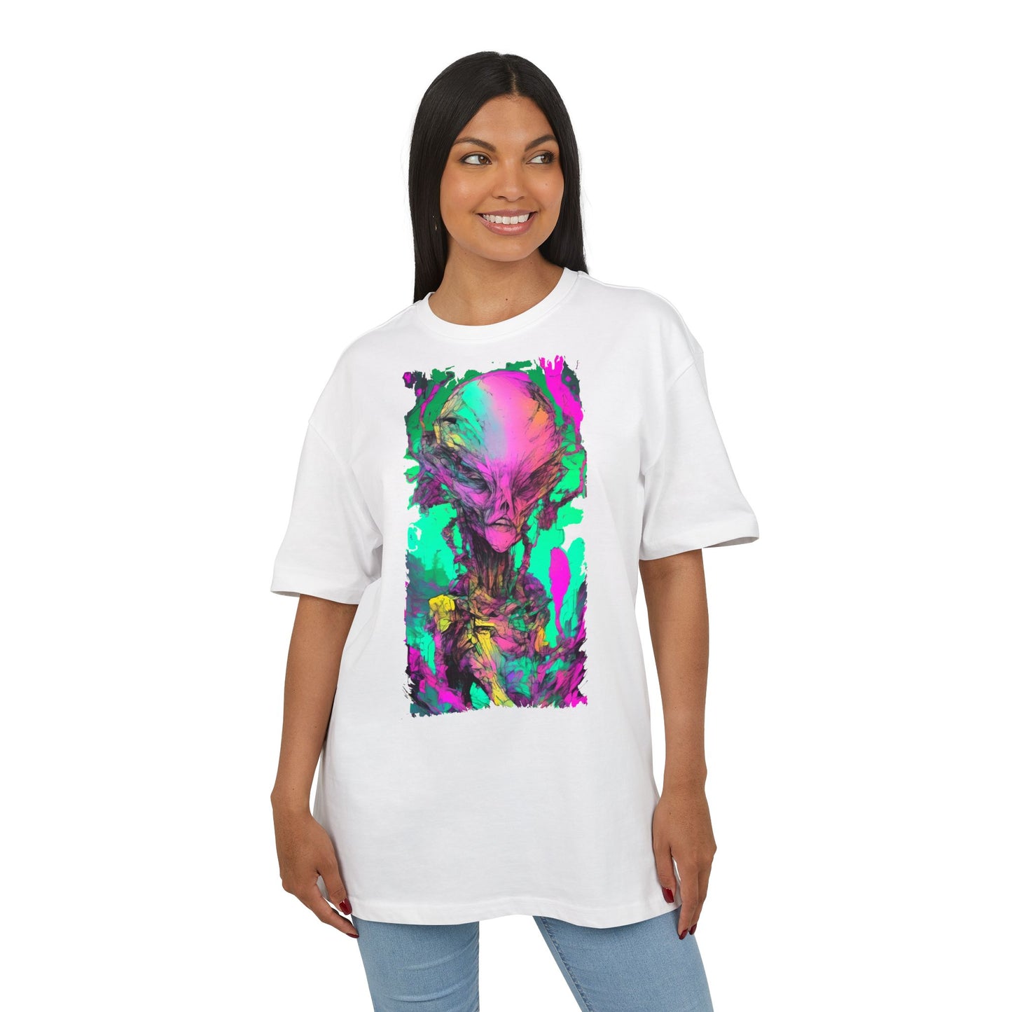 Alien Art Unisex Oversize Tee, Graphic Tee, Casual Style, Streetwear, Unique Gift, Statement Piece