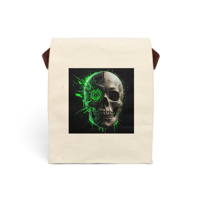 Edgy Skull Canvas Lunch Bag, Goth Lunch Tote, Unique Gift for Teens, Eco-friendly Snack Pouch, Halloween Lunchbox, Cool Back-to-School Bag