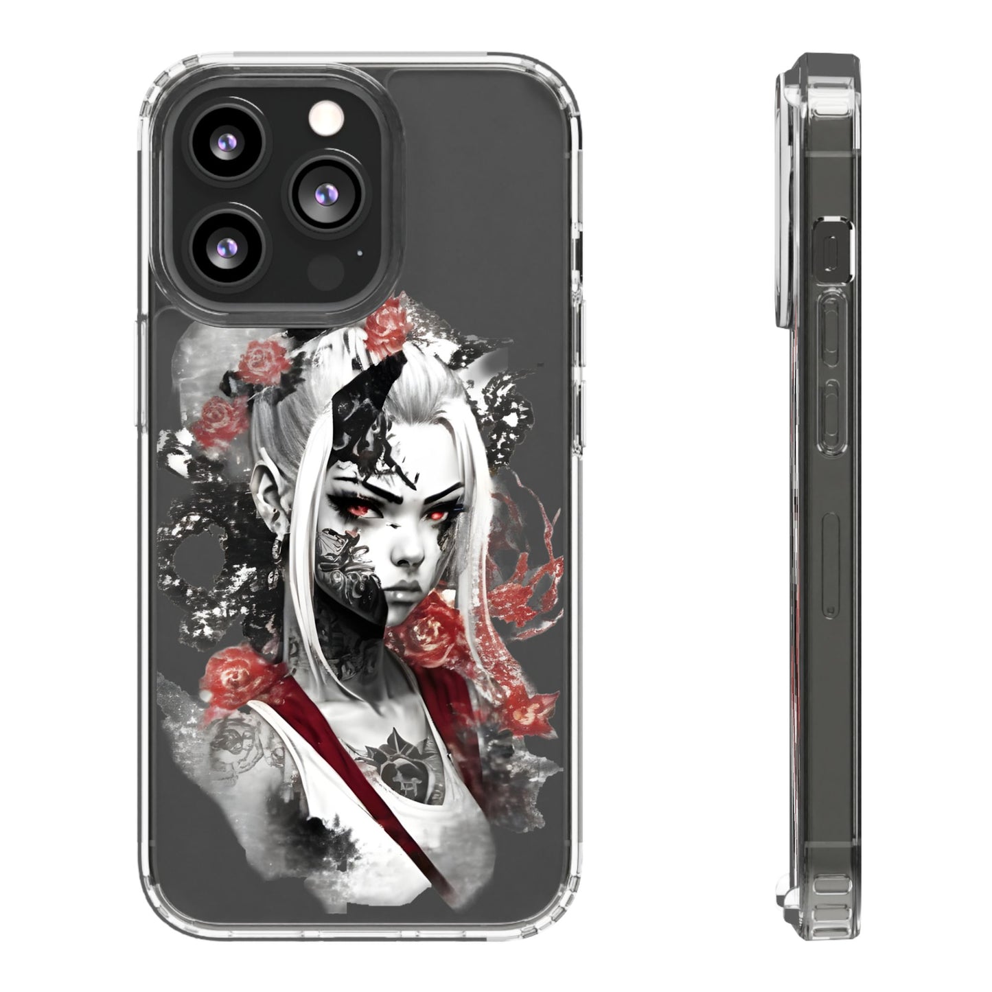 Artistic Clear Phone Case with Floral Design