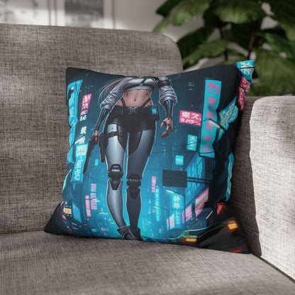 Futuristic Cyberpunk Pillowcase, Cozy Home Decor, Modern Sofa Cushion, Unique Gift for Gamers, Bedroom Accent