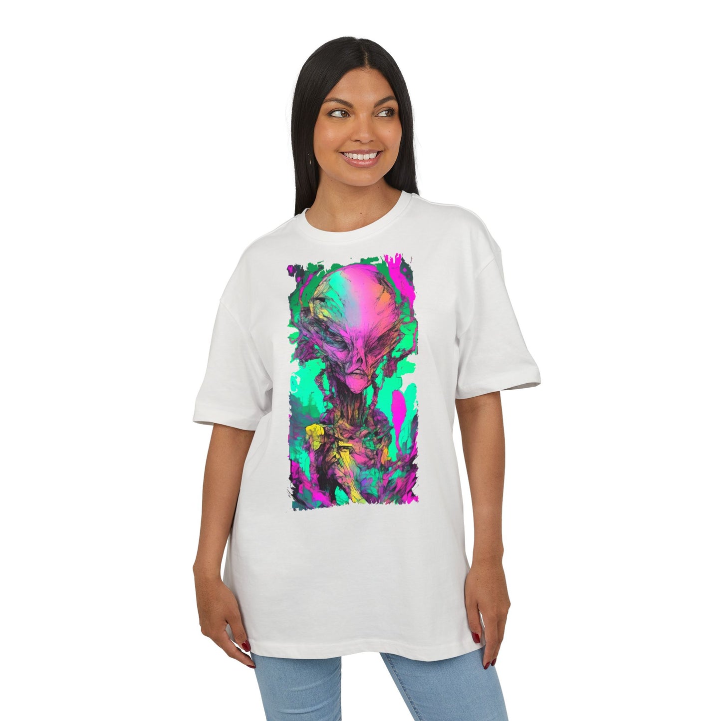 Alien Art Unisex Oversize Tee, Graphic Tee, Casual Style, Streetwear, Unique Gift, Statement Piece