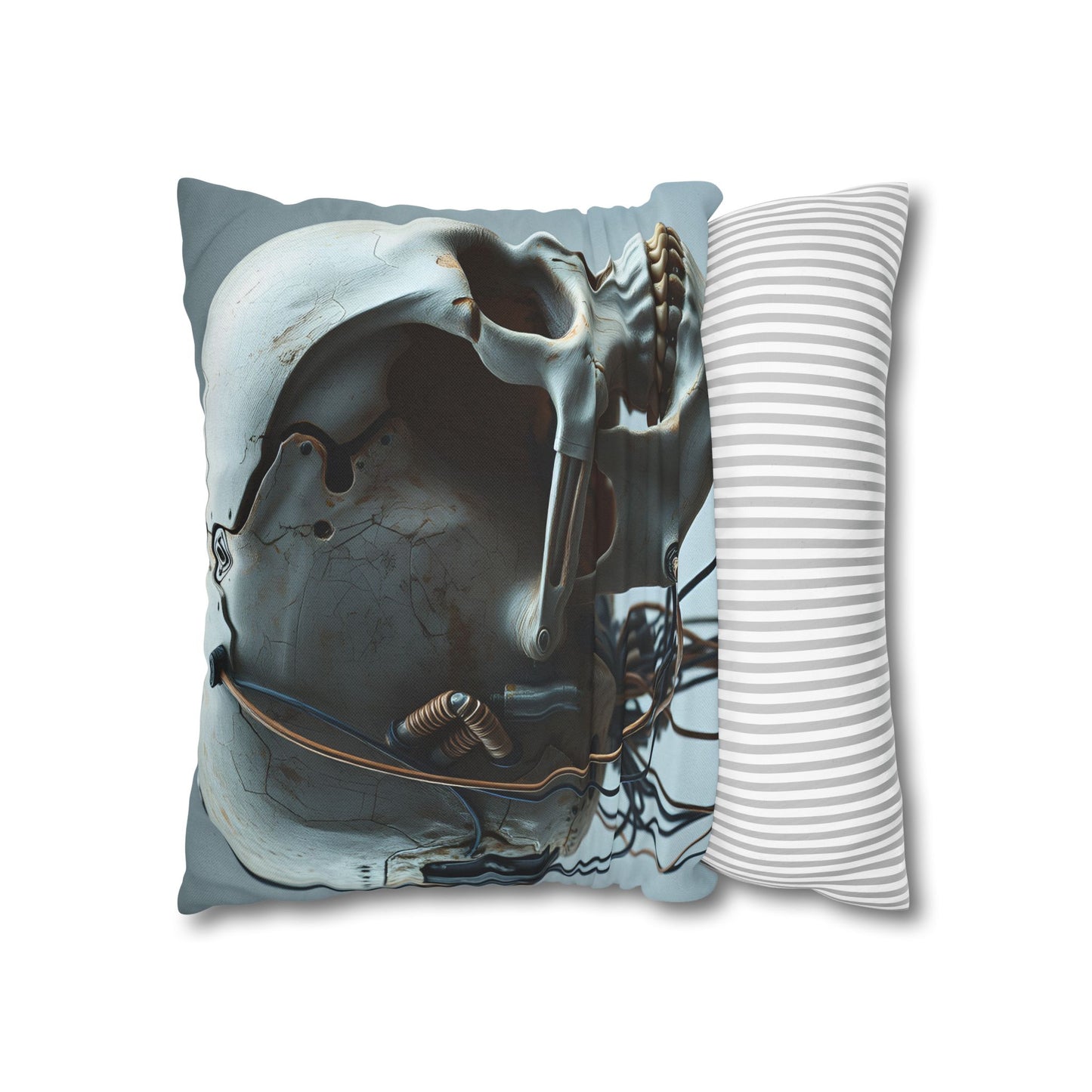 Square Pillowcase Futuristic Edge Skull Design Pillowcase