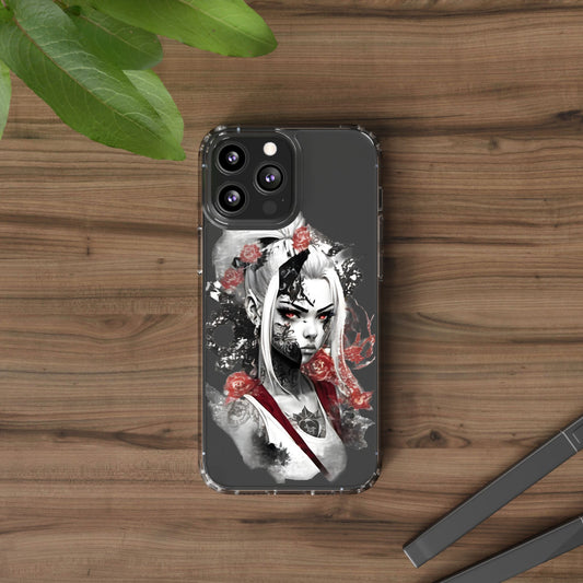 Artistic Clear Phone Case with Floral Design