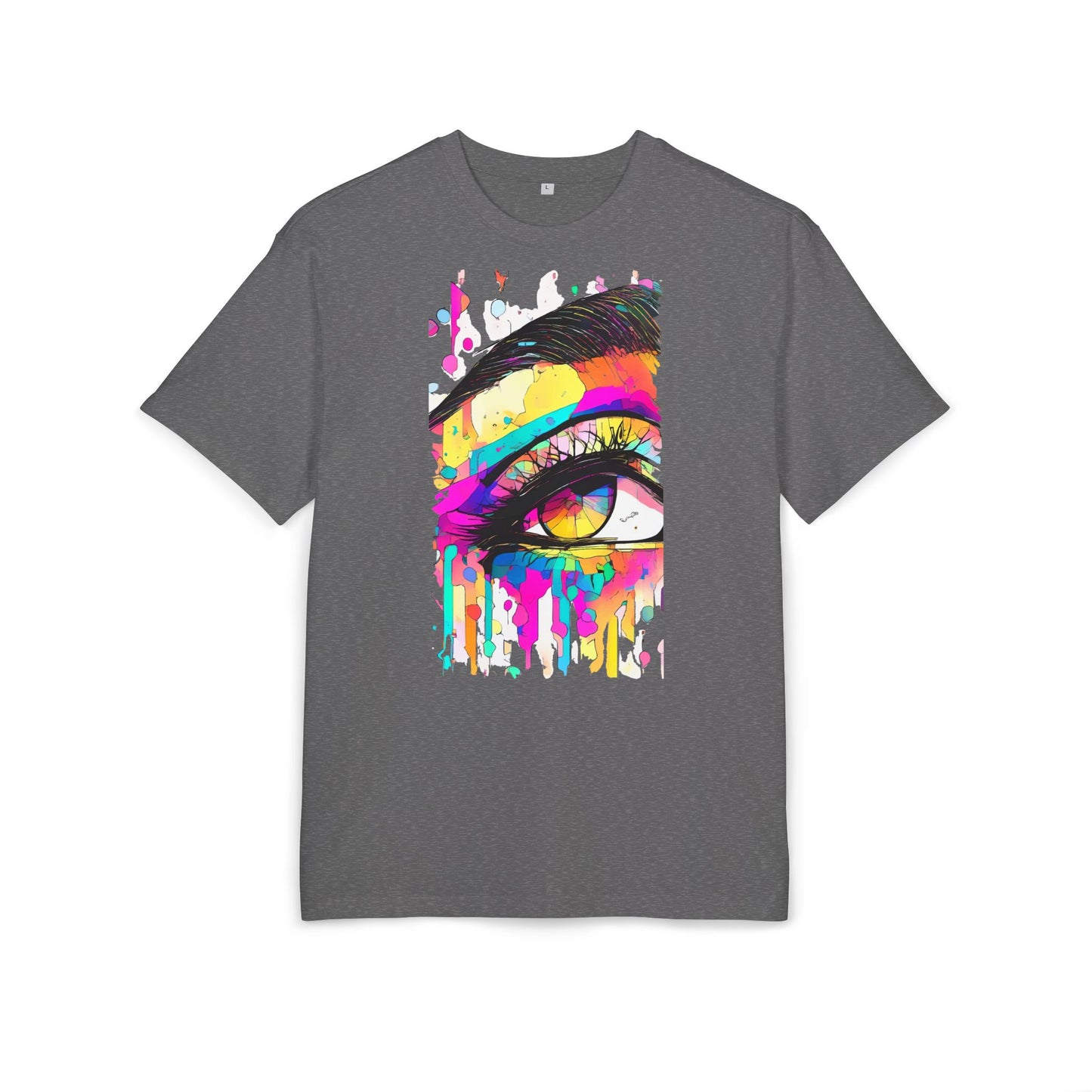 Vibrant Eye Art Oversized Tee, Unisex Heavy Tee for Creative Souls, Art Lovers Gift, Colorful Graphic Shirt, Festival Attire