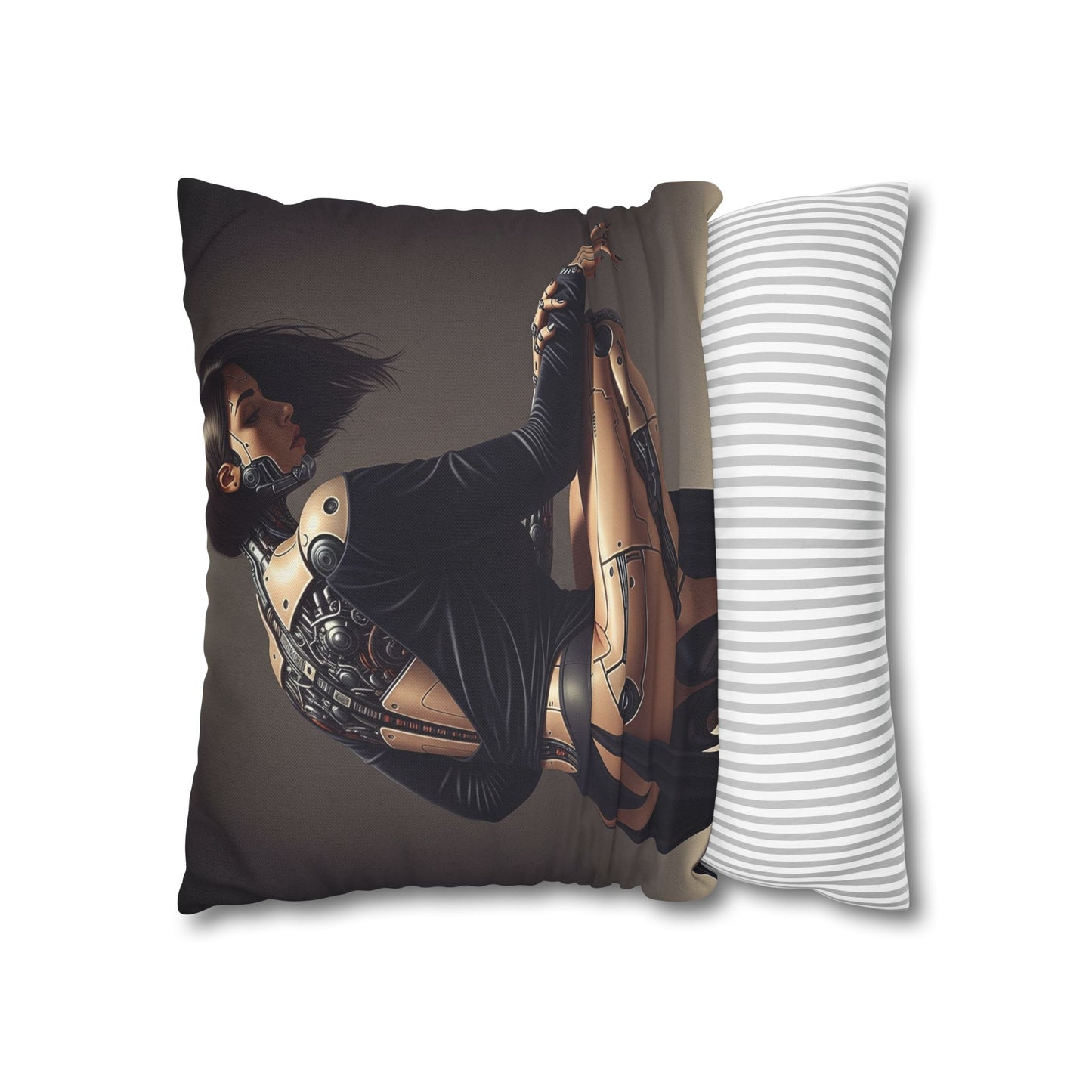 Futuristic Robot Art Pillowcase, Decorative Throw Pillow, Modern Home Decor, Gift for Tech Lovers, Cyberpunk Cushion Cover