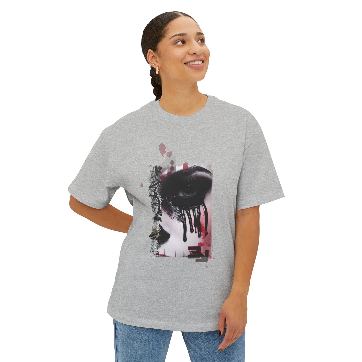 Chic Oversized Graphic Tee - Edgy Art Shirt, Casual Everyday Wear, Fashion Statement, Gift for Art Lovers, Unisex Street Style