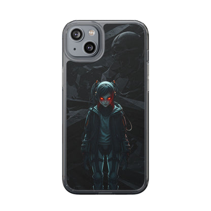 Futuristic Clear Phone Case with Cyberpunk Design - Edgy and Stylish