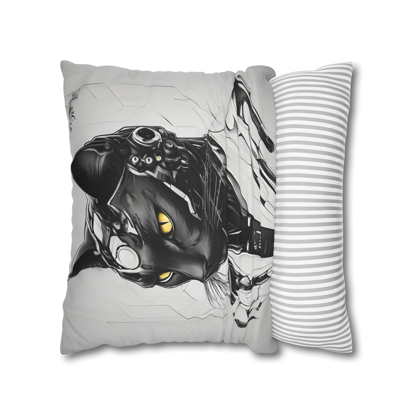Square Pillowcase with Edgy Futuristic Cat Design