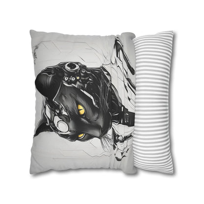 Square Pillowcase with Edgy Futuristic Cat Design