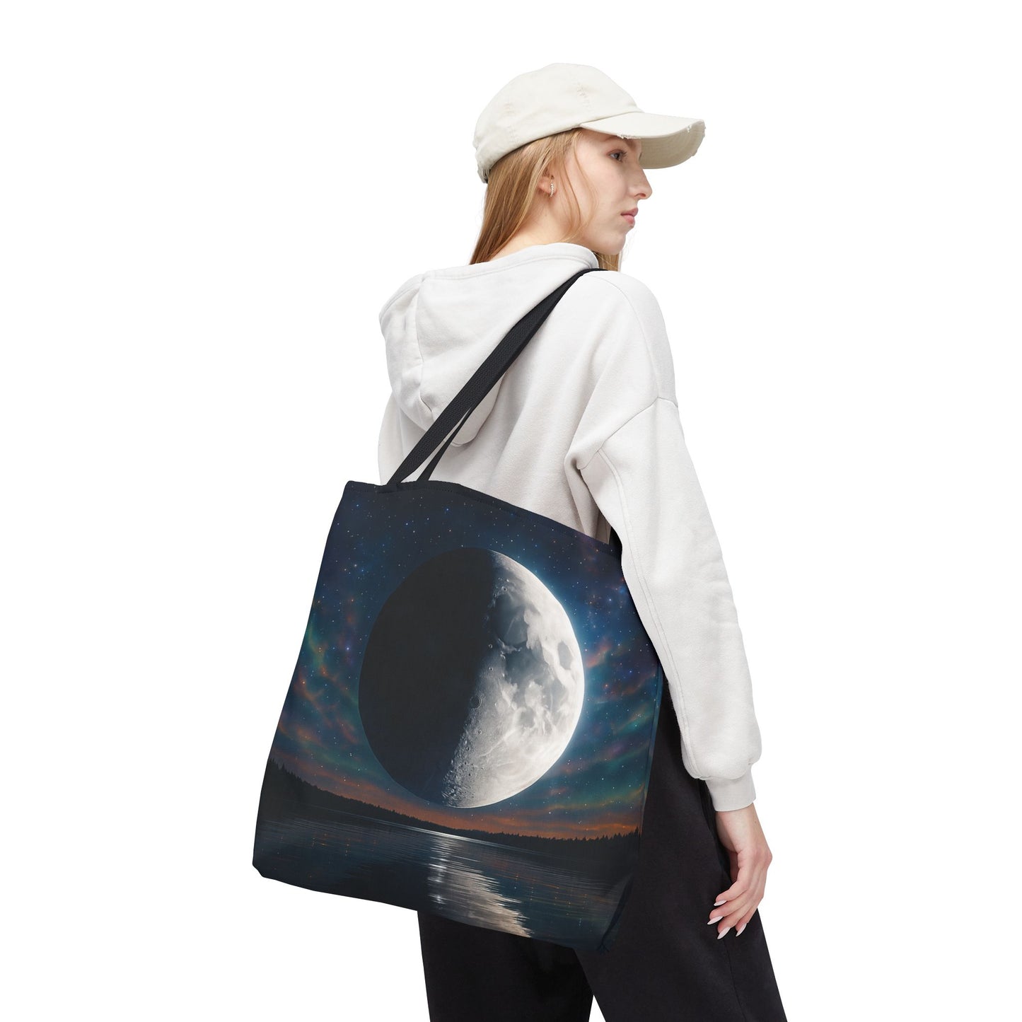 Lunar Dreams Tote Bag, Cosmic Canvas Bag, Astrology Gift, Celestial Purse, Boho Moon Tote, Night Sky Shopping Bag