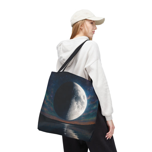 Lunar Dreams Tote Bag, Cosmic Canvas Bag, Astrology Gift, Celestial Purse, Boho Moon Tote, Night Sky Shopping Bag