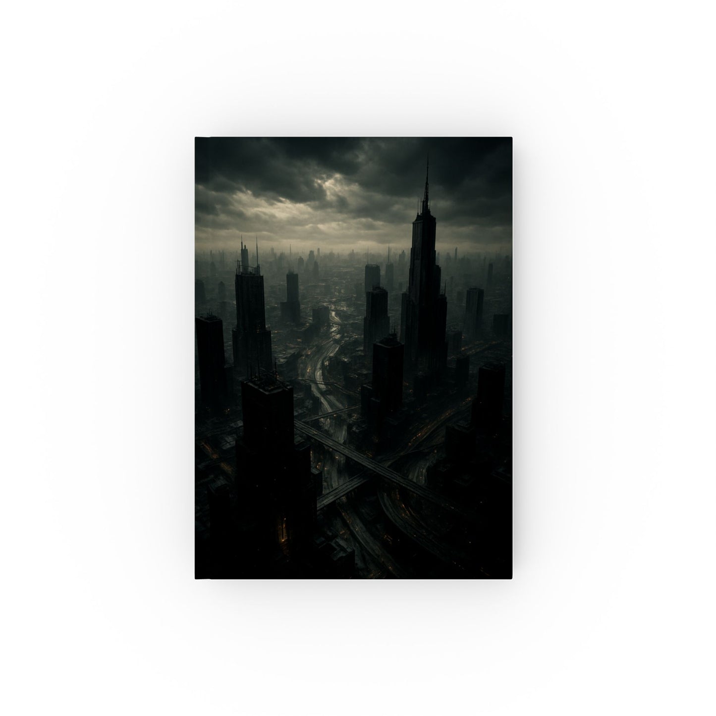 Moody Urban Skyline Journal, Aesthetic Hard Backed Notebook for Writing, Sketching, Gift for Creatives, Dark Cityscape Diary