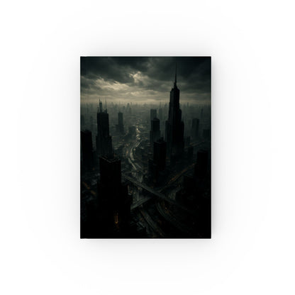 Moody Urban Skyline Journal, Aesthetic Hard Backed Notebook for Writing, Sketching, Gift for Creatives, Dark Cityscape Diary