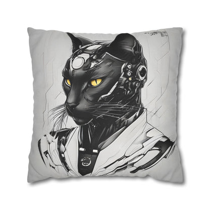 Square Pillowcase with Edgy Futuristic Cat Design