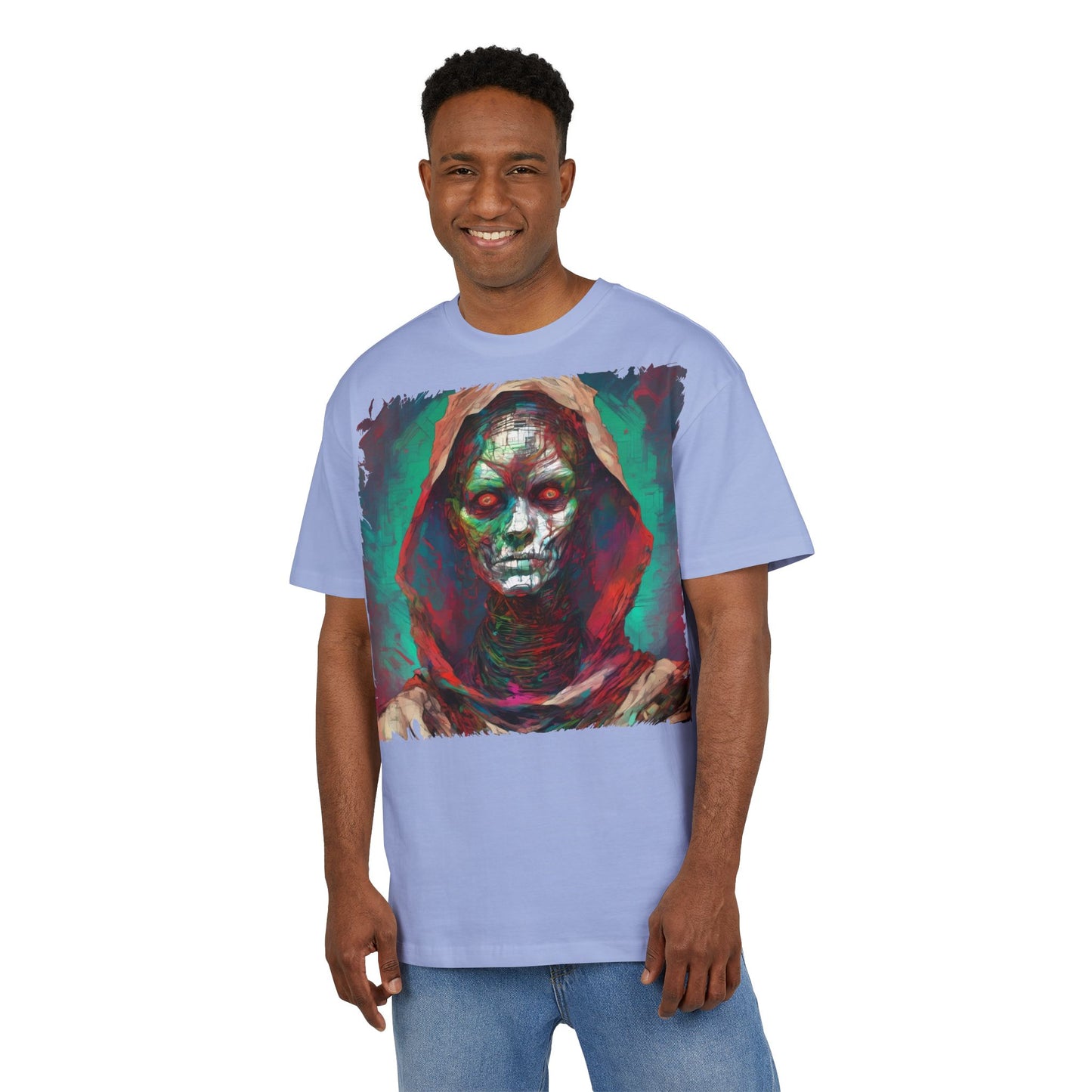 Eerie Oversize Tee, Unisex Graphic Shirt for Horror Lovers, Streetwear, Unique Gift for Halloween, Casual Wear, Art Tee