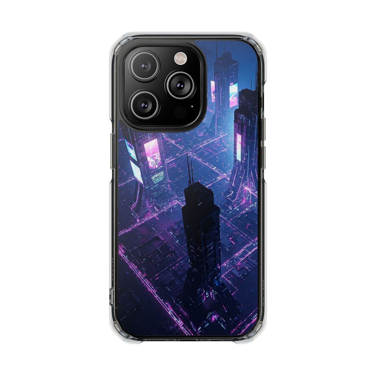Futuristic Cityscape Phone Case, Customizable Clear Impact Case, Gift for Tech Lovers, Unique Phone Accessory, Aesthetic Cell Phone Cover