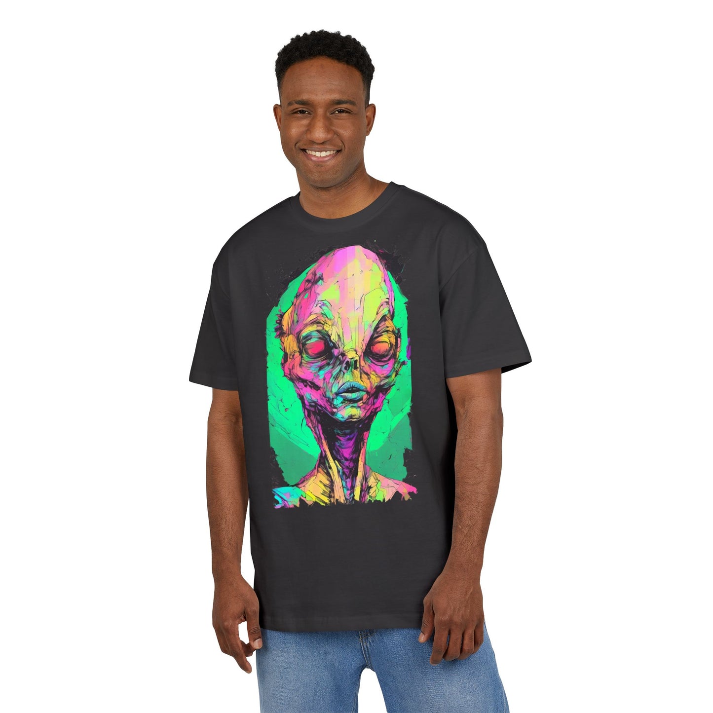 Alien Art Oversize Tee, Graphic Tee, Unisex T-Shirt, Casual Wear, Unique Gift for Sci-Fi Lovers