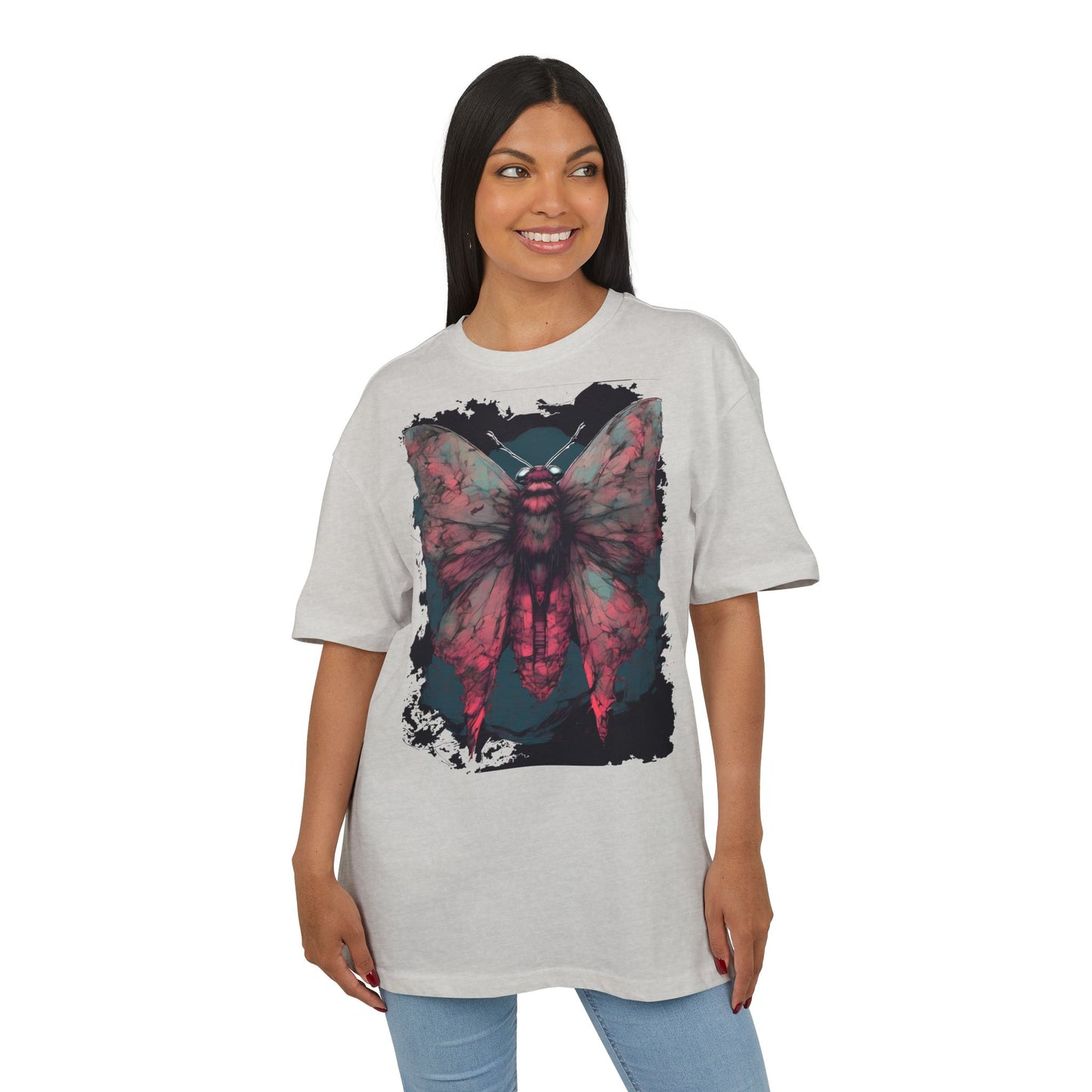 Aesthetic Moth Graphic Oversize Tee, Casual Style Shirt, Unique Gift, Eco-Print Tee, Art Lover Fashion, Nature-Inspired Top
