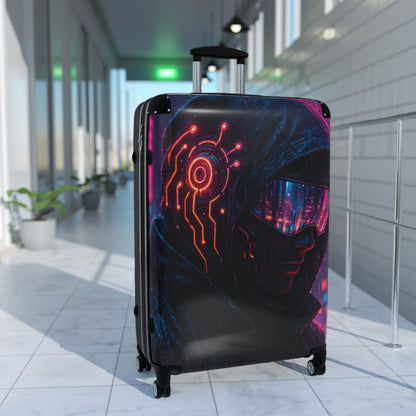 Futuristic Suitcase with Cyberpunk Design | Travel Luggage, Geek Gift, Stylish Bag, Unique Carry-On, Adventure Accessories
