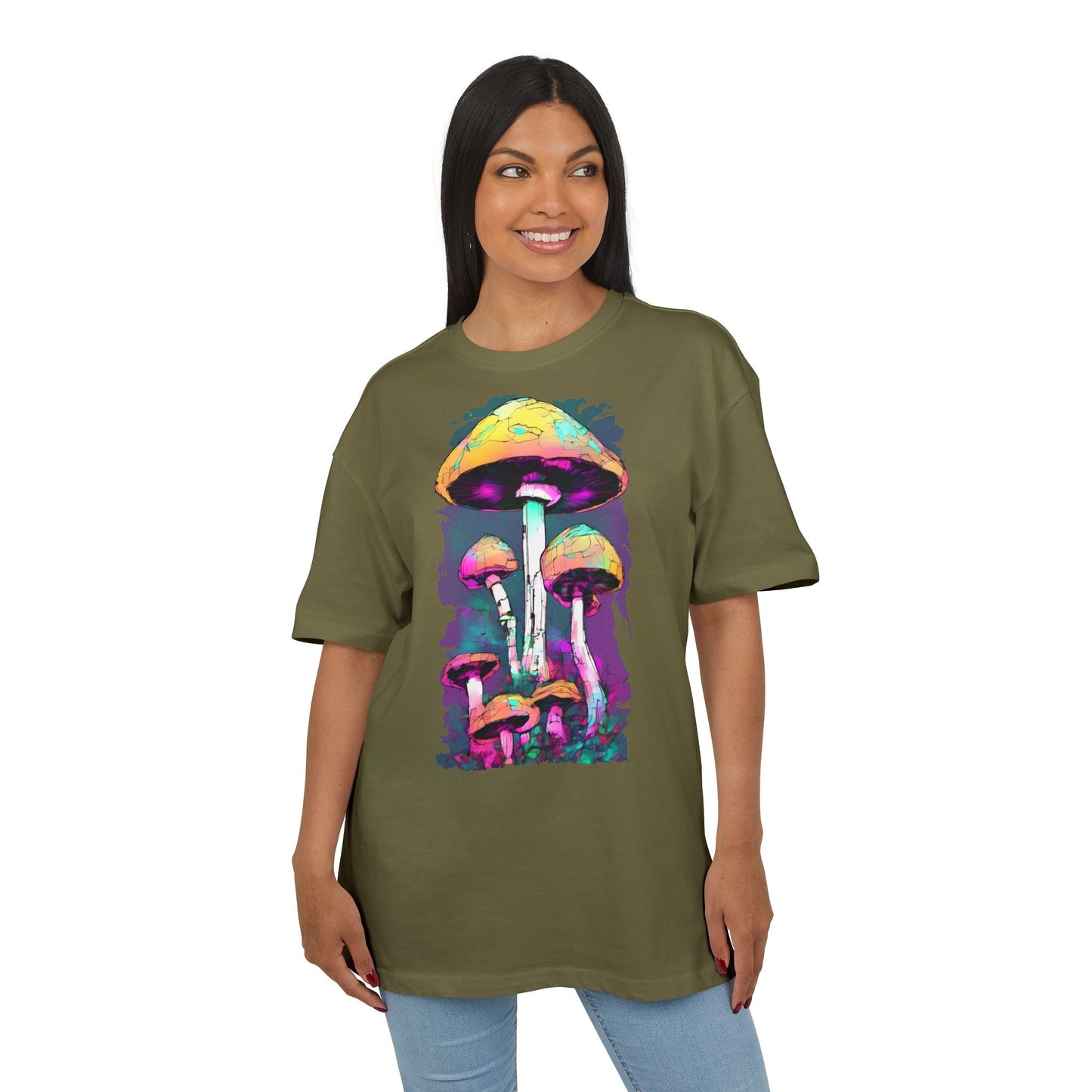 Trippy Mushroom Unisex Oversize Tee | Psychedelic Art Shirt, Retro Graphic Tee, Festival Wear, Gift for Nature Lovers, Streetwear