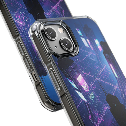 Futuristic Cityscape Phone Case, Customizable Clear Impact Case, Gift for Tech Lovers, Unique Phone Accessory, Aesthetic Cell Phone Cover