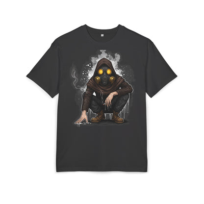 Gothic Gas Mask Unisex Heavy Oversize Tee, Streetwear Graphic Tee, Casual T-Shirt, Halloween Costume Top, Unique Gift Idea