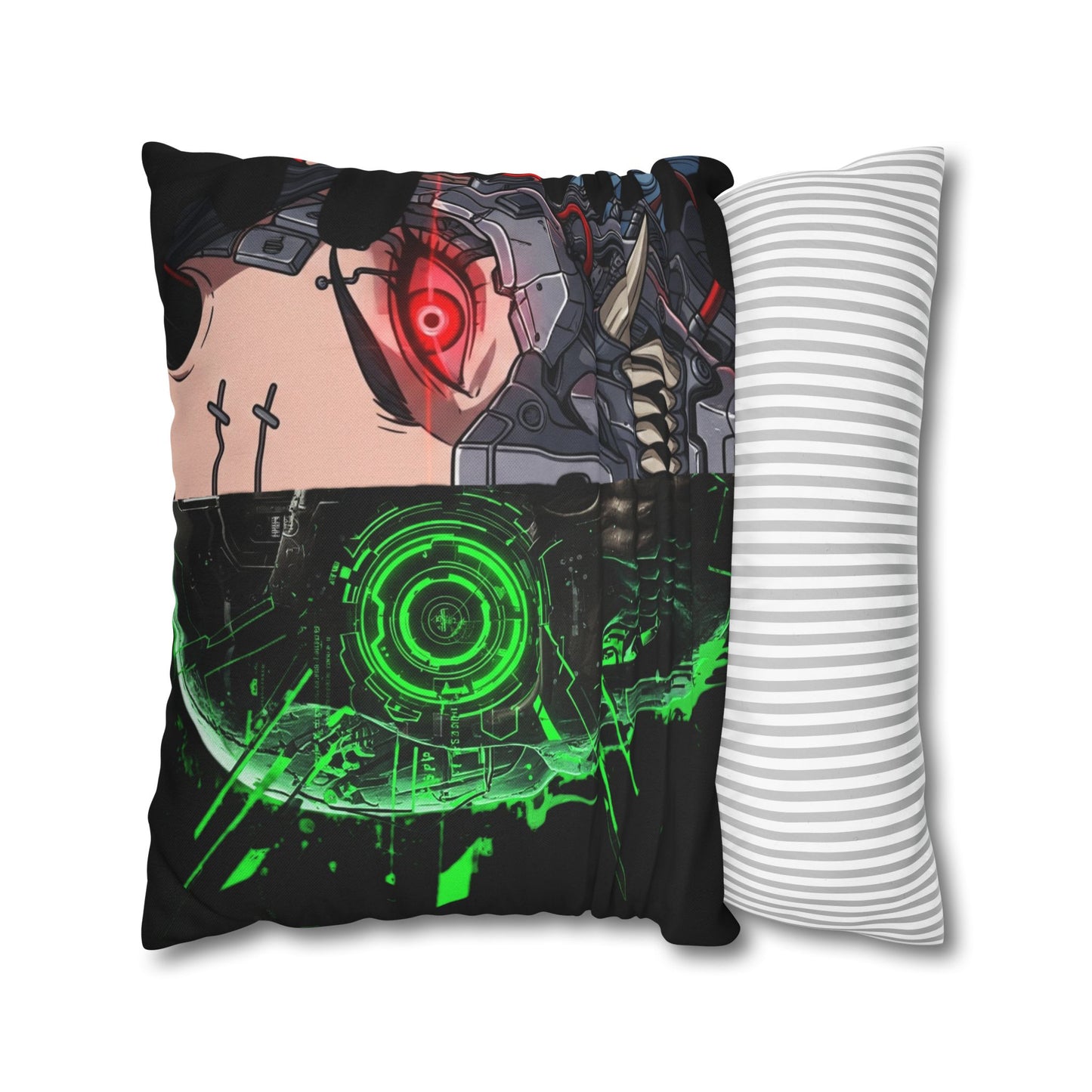 Futuristic Cyborg Pillowcase, Decorative Pillow Cover, Cyberpunk Home Decor, Gift for Sci-Fi Lovers, Gaming Room Accessory
