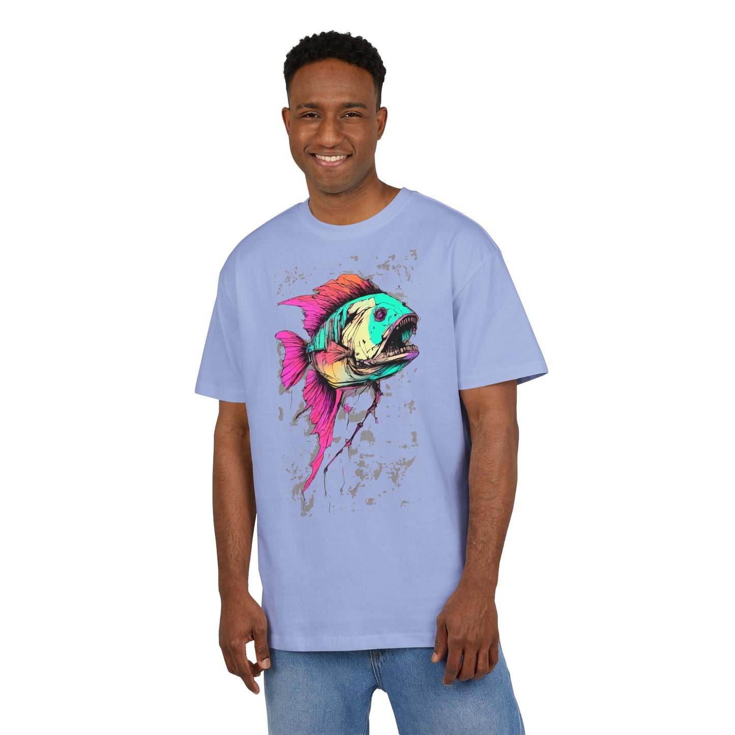 Vibrant Fish Graphic Tee for Casual Style, Summer Wear, Beach Vibes, Gift for Fishing Enthusiasts, Unique Unisex Heavy Oversize Tee