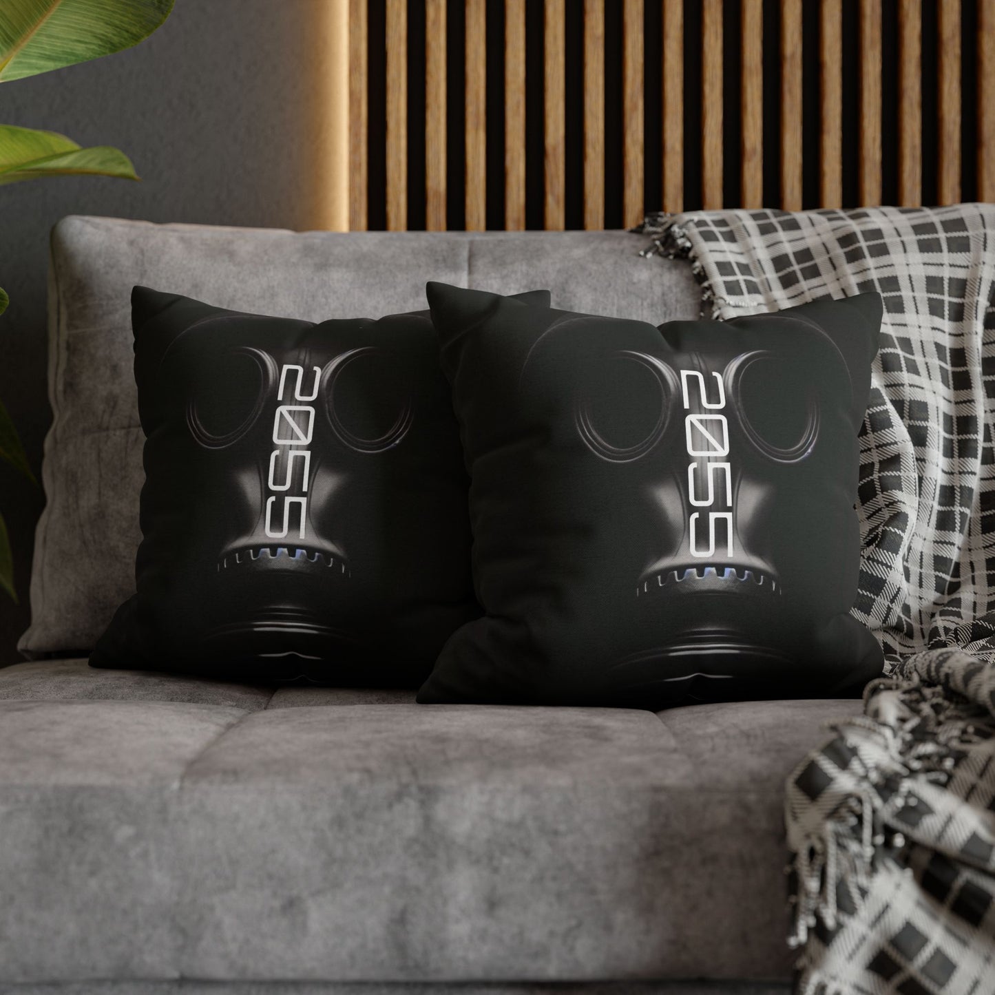 Futuristic Gas Mask Pillowcase | Modern Home Decor, Throw Pillow, Unique Gift, Sci-Fi Aesthetic, Cyberpunk Room Accents