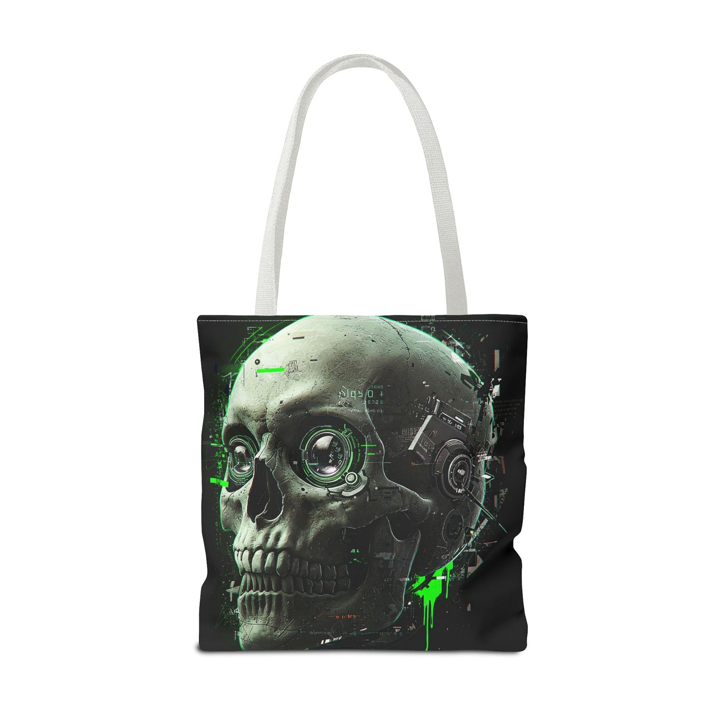 Futuristic Skull Tote Bag, Eco-Friendly Shopping Bag, Graphic Tote, Halloween Gift, Unique Art Bag, Stylish Carryall, Gift for Nerds