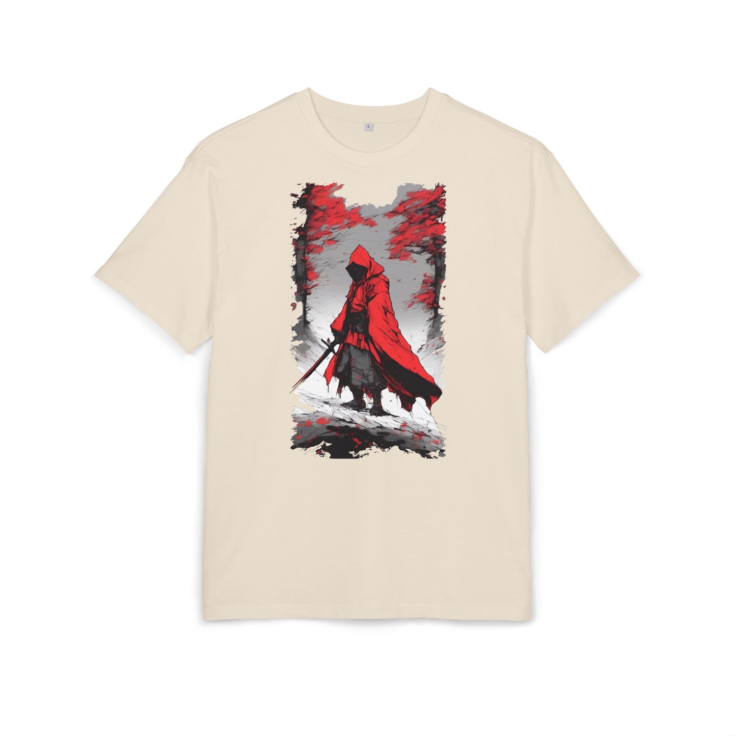 Stylish Unisex Heavy Oversize Tee - Red Hooded Figure Design, Graphic Tee, Casual Wear, Streetwear, Gifts for Men and Women
