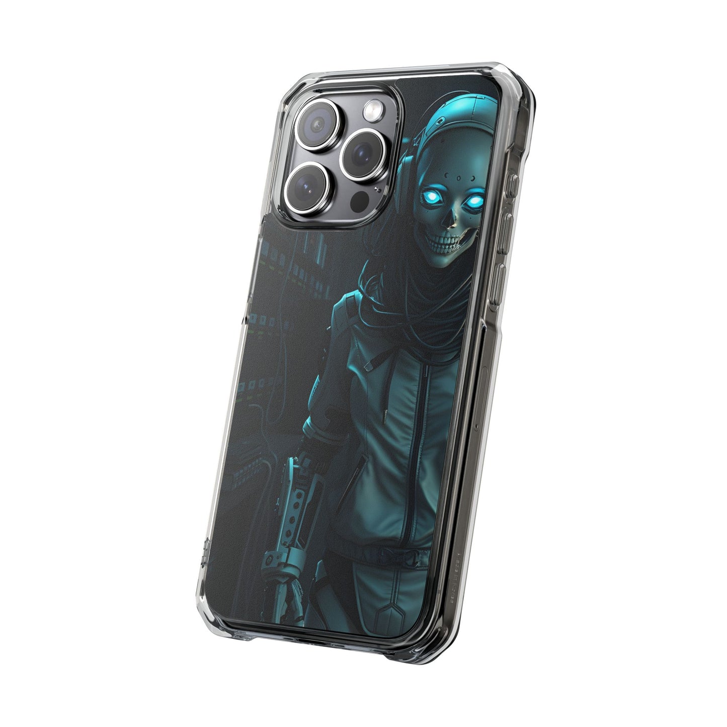 Futuristic Robot Phone Case, Magnetic Clear Impact Case, Unique Gift for Tech Lovers, Protective Smartphone Accessory, Cyberpunk Style