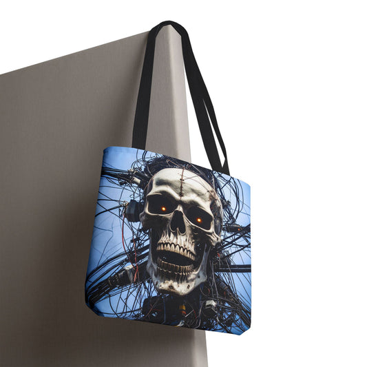Gothic Skull Tote Bag, Gift for Halloween, Edgy Fashion Accessory, Unique Shopping Bag, Cool Graphic Reusable Tote