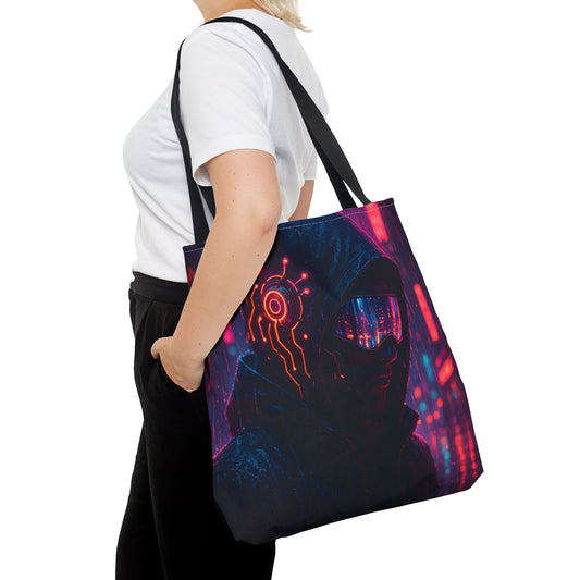 Futuristic Cyberpunk Tote Bag, Unique AOP Bag for Tech Lovers, Stylish Everyday Tote, Gift for Gamers, Sci-Fi Enthusiasts