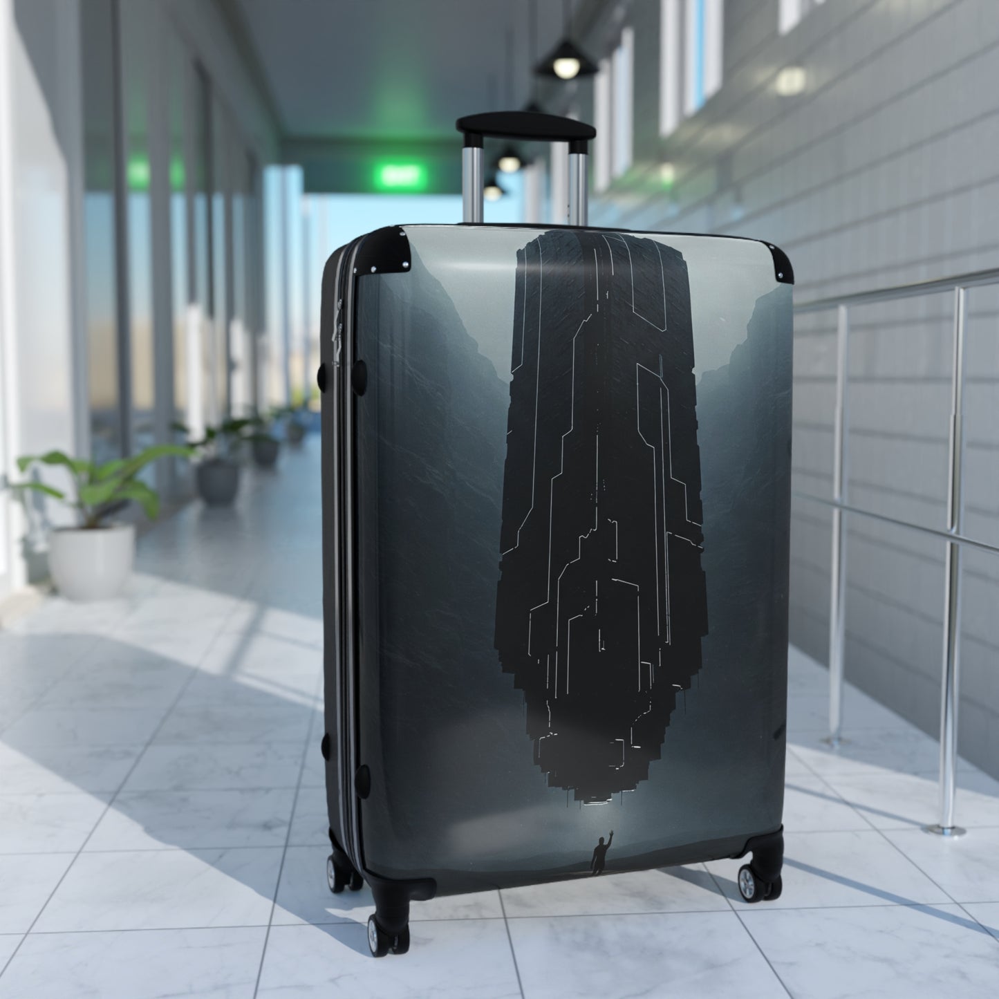 Stylish Travel Suitcase with Dystopian Design - Perfect for Adventurers