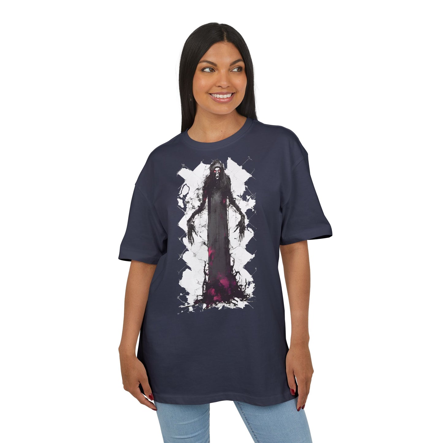Eerie Spirit Unisex Heavy Oversize Tee, Halloween Costume T-Shirt, Casual Graphic Shirt, Gothic Tee, Spooky Art Apparel
