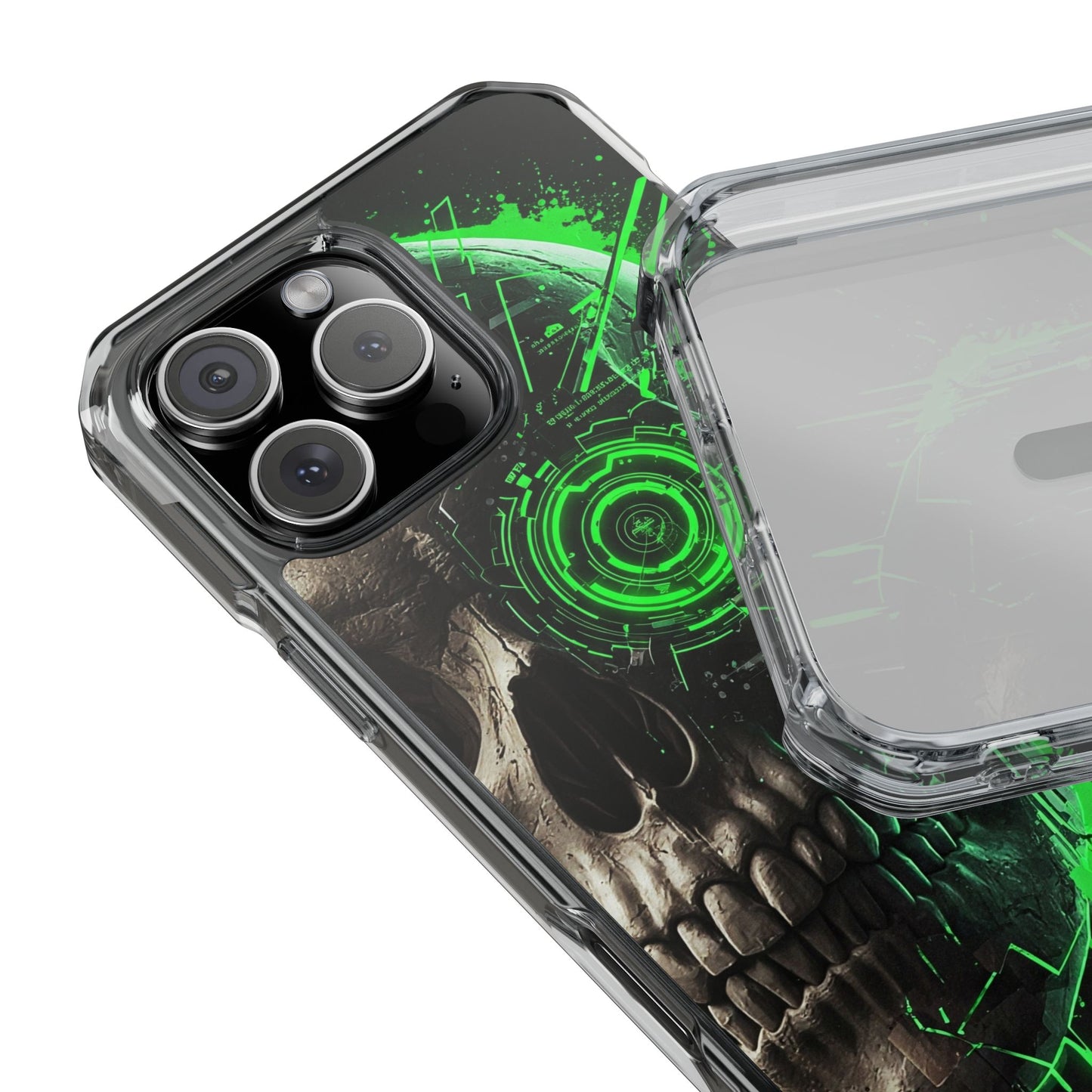 Skull Graphic Phone Case - Magnetic Clear Impact Cases, Skull Design, Unique Phone Protection, Edgy Gift for Tech Lovers