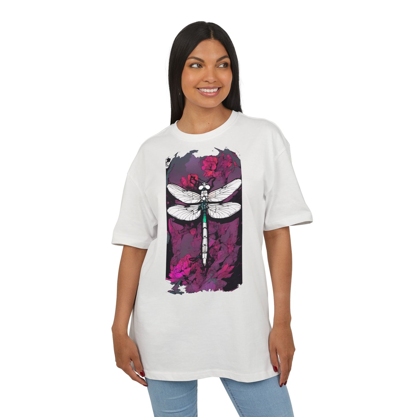 Dragonfly Art Unisex Heavy Oversize Tee, Nature Lover Shirt, Gift for Her, Artistic Tee, Summer Fashion, Relaxed Fit Clothing