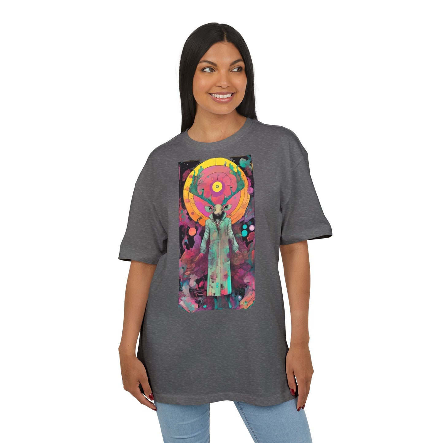 Vibrant Artistic Oversize Tee - Unisex Heavyweight T-Shirt, Bohemian Style, Gift for Art Lovers, Festival Wear, Casual Chic