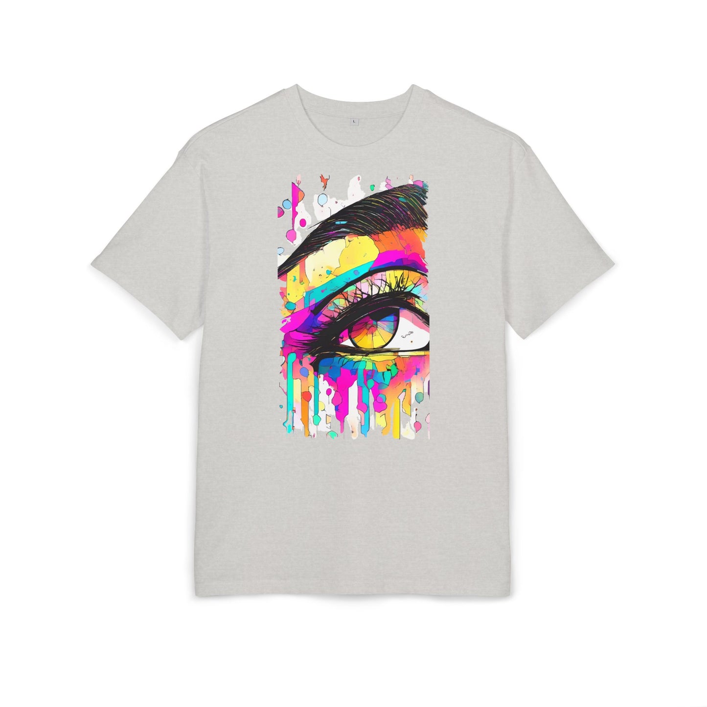 Vibrant Eye Art Oversized Tee, Unisex Heavy Tee for Creative Souls, Art Lovers Gift, Colorful Graphic Shirt, Festival Attire