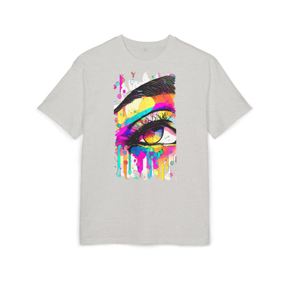 Vibrant Eye Art Oversized Tee, Unisex Heavy Tee for Creative Souls, Art Lovers Gift, Colorful Graphic Shirt, Festival Attire
